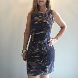 Blue and Grey Silk Animal Print Dress